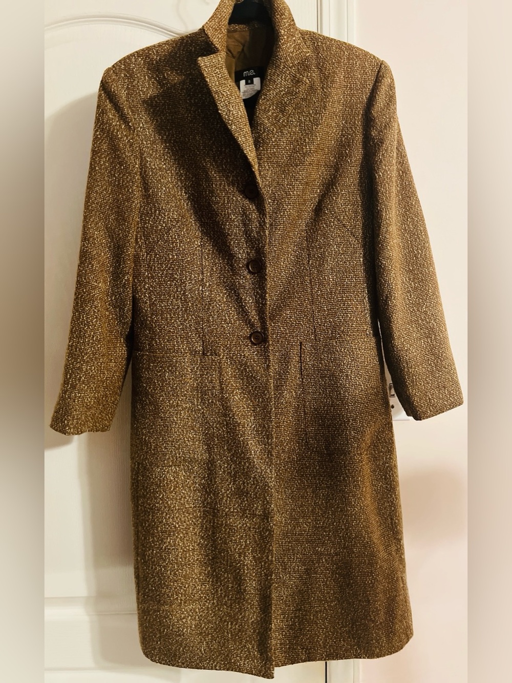 Gold-Brown Textured Wool Blend Women's Coat